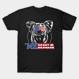 Chinese Crested American Flag Merica patriotic dog T-Shirt